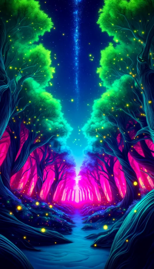 Trippy Wall Art Enchanted Woodland Whispers
