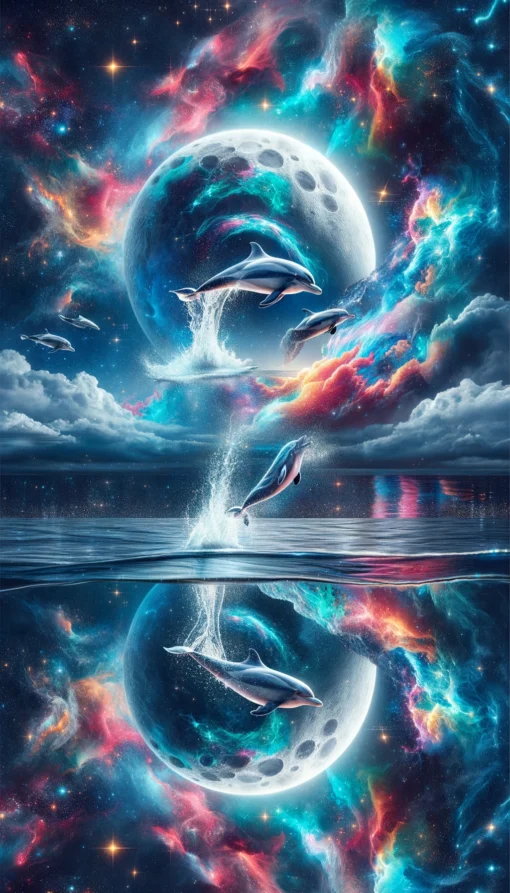 Trippy Wall Art Dolphin Dreamscape