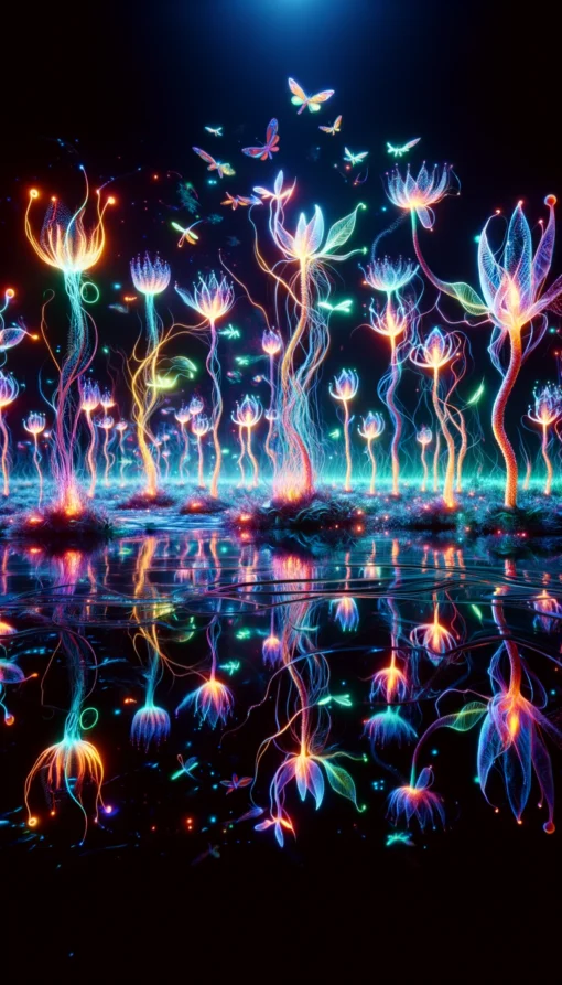 Trippy Wall Art Bioluminescent Cosmic Garden