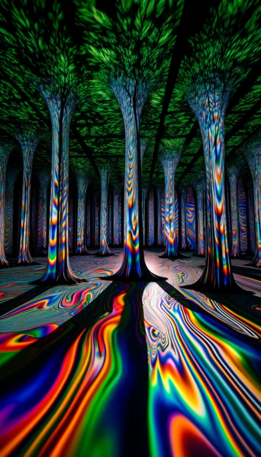 Trippy Wall Art Forest of Shadows and Light