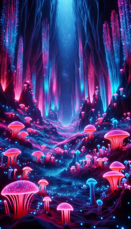 Subterranean Neon Fungi Forest