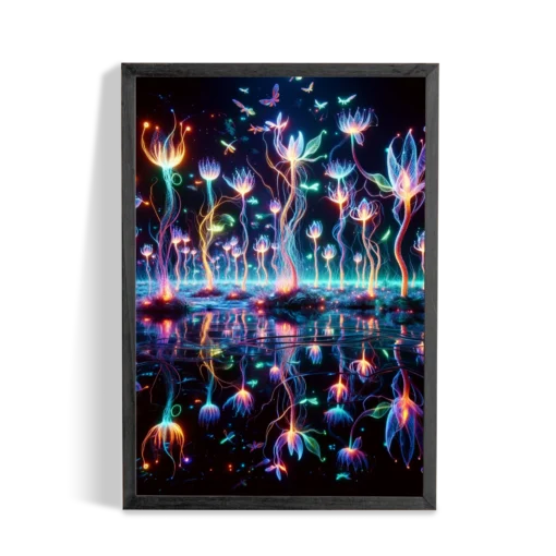 Trippy Wall Art Bioluminescent Cosmic Garden